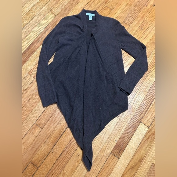 Lucy & Laurel Women's M Brown Angora Sweater Striped Cardigan Open Front - Picture 1 of 8